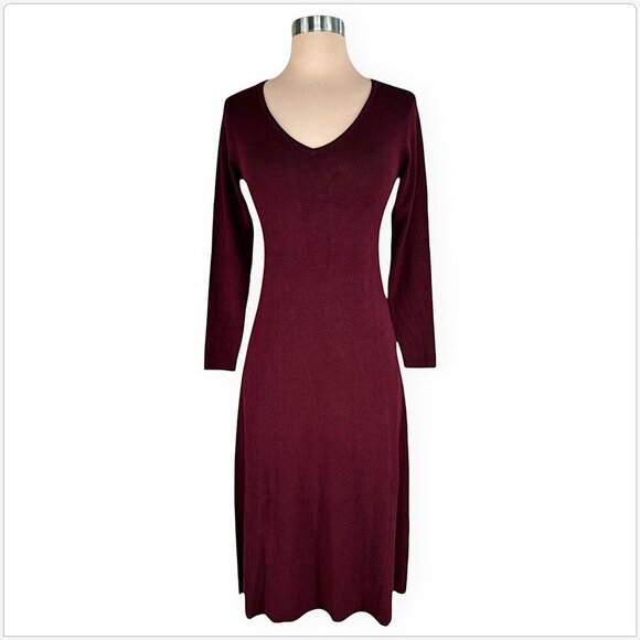 Whisper Knits by Louis Dell'Olio Burgundy Oxblood Knit Sweater Dress New XXSP - Picture 1 of 4